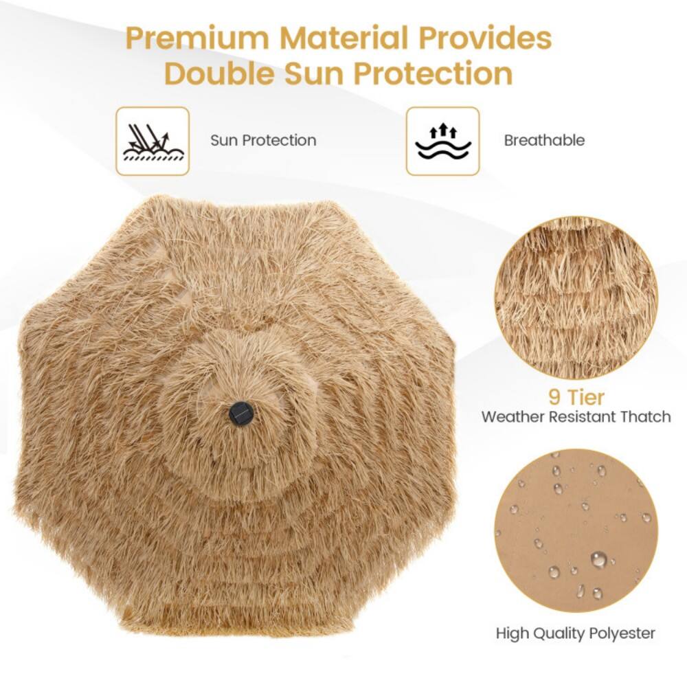 Premium Material Provides Double Sun Protection  
Sun Protection  
Breathable  
9 Tier Weather Resistant Thatch  
High Quality Polyester