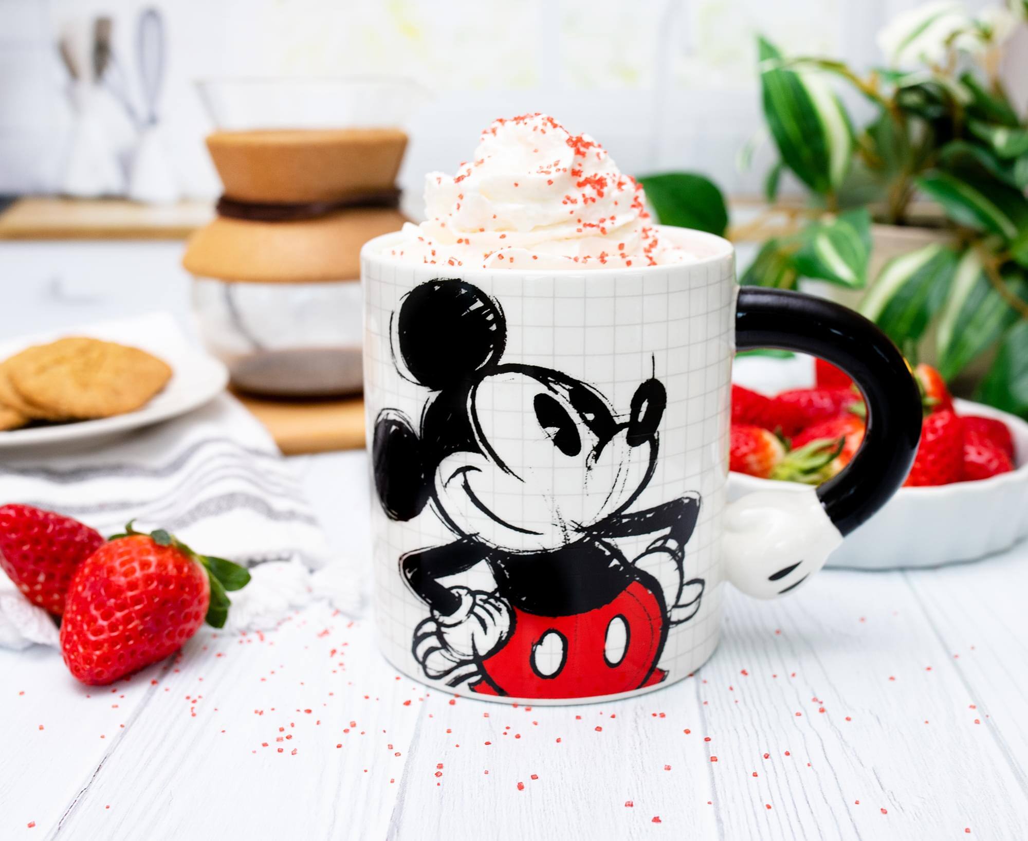 Alt View 4. Disney - Disney Mickey Mouse Sculpted Handle Ceramic Mug | Holds 20 Ounces - Red.