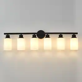 Boyel Living - 6 Light Matte Black Wall Lamps with White Glass Shades No Bulbs Sconce Lighting for Bedroom Living Room