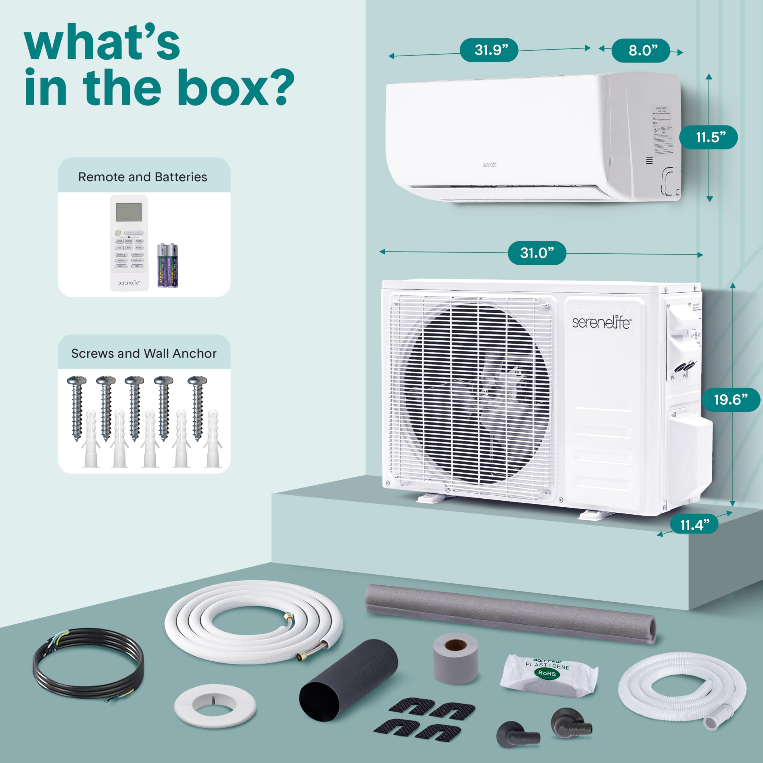 What's in the box?

- Remote and Batteries
- Screws and Wall Anchor
- BOOKS PLASTICENE ROHS