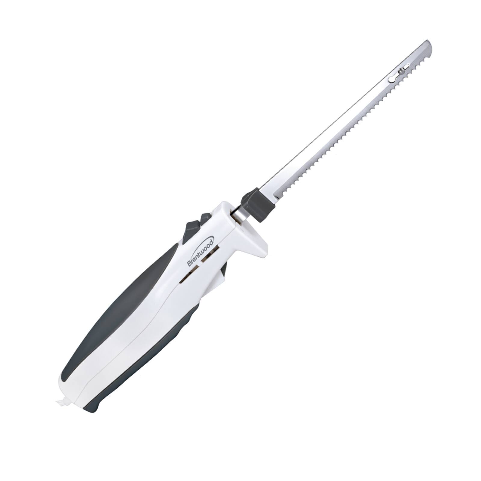 Front. Brentwood - Brentwood 7.5 Inch Electric Carving Knife in White - White.