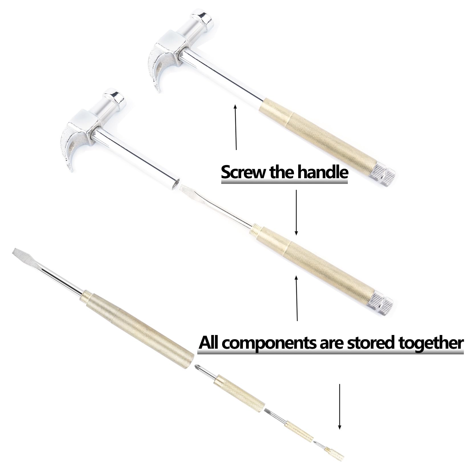 Screw the handle

All components are stored together