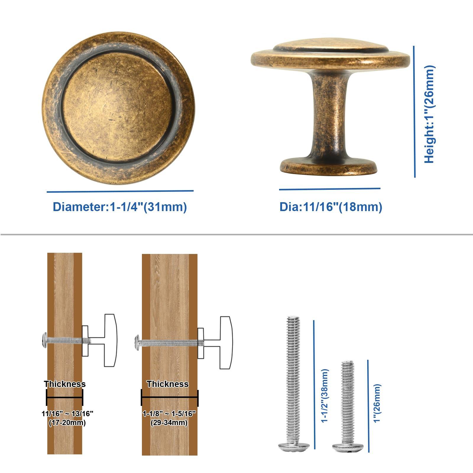- Diameter: 1-1/4" (31mm)
- Dia: 11/16" (18mm)
- Height: 1" (26mm)
- Thickness: 11/16"~13/16" (17-20mm)
- Thickness: 1-1/8"~1-5/16" (29-34mm)
- 1-1/2" (38mm)
- 1" (26mm)
