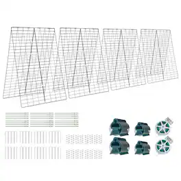 Costway - 4 PCS Foldable Cucumber Trellis A-Frame Plant Supports with Twist Ties - Green