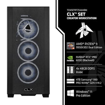 CLX Set Creator Workstation AMD Ryzen 9 9950X3D2 192GB DDR5 NVIDIA CLX Set Creator Workstation AMD Ryzen 9 9950X3D2 192GB DDR5 NVIDIA