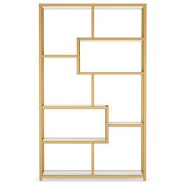 Kadyn - Bookshelf, Storage Shelf, Bookcase,Modern Bookshelf, 8-Open Shelf Etagere Bookcase Storage Organizer - White& Golden
