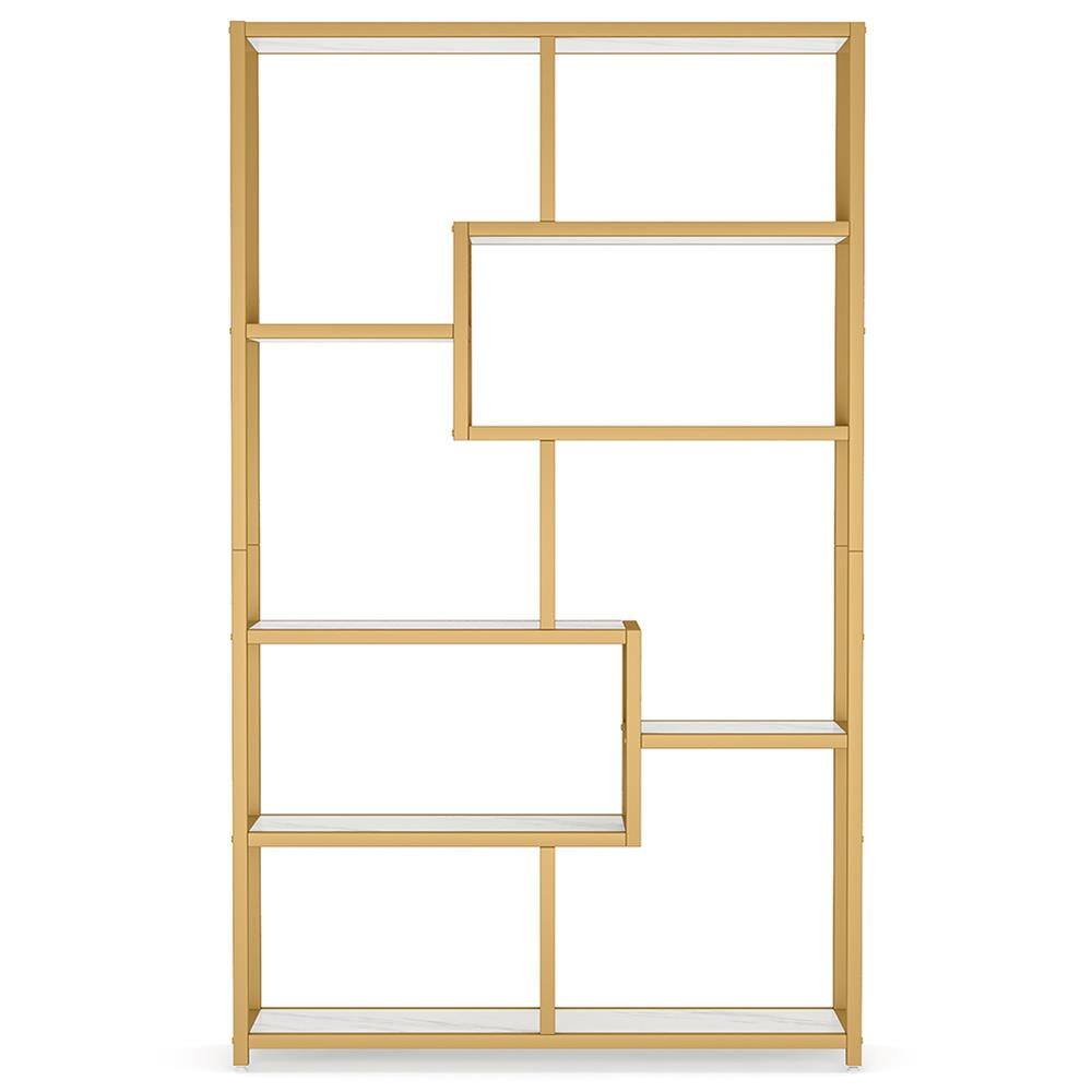 Front. Kadyn - Kadyn Bookshelf, Storage Shelf, Bookcase,Modern Bookshelf, 8-Open Shelf Etagere Bookcase Storage Organizer,White& Golden - White& Golden.