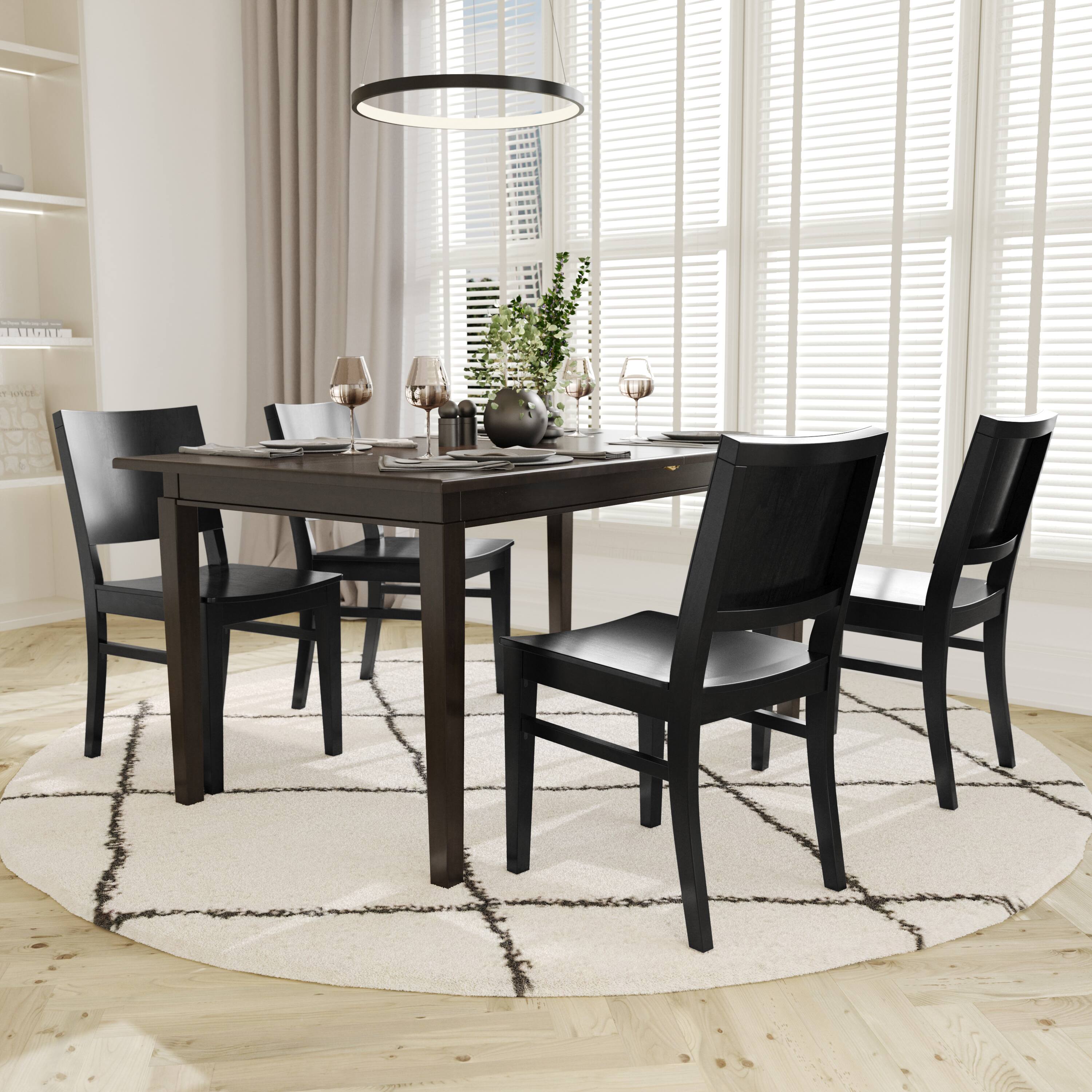 Alt View 3. Emma + Oliver - Spencer Dining Chair with Curved Backrest and Solid Wood Construction - Black.