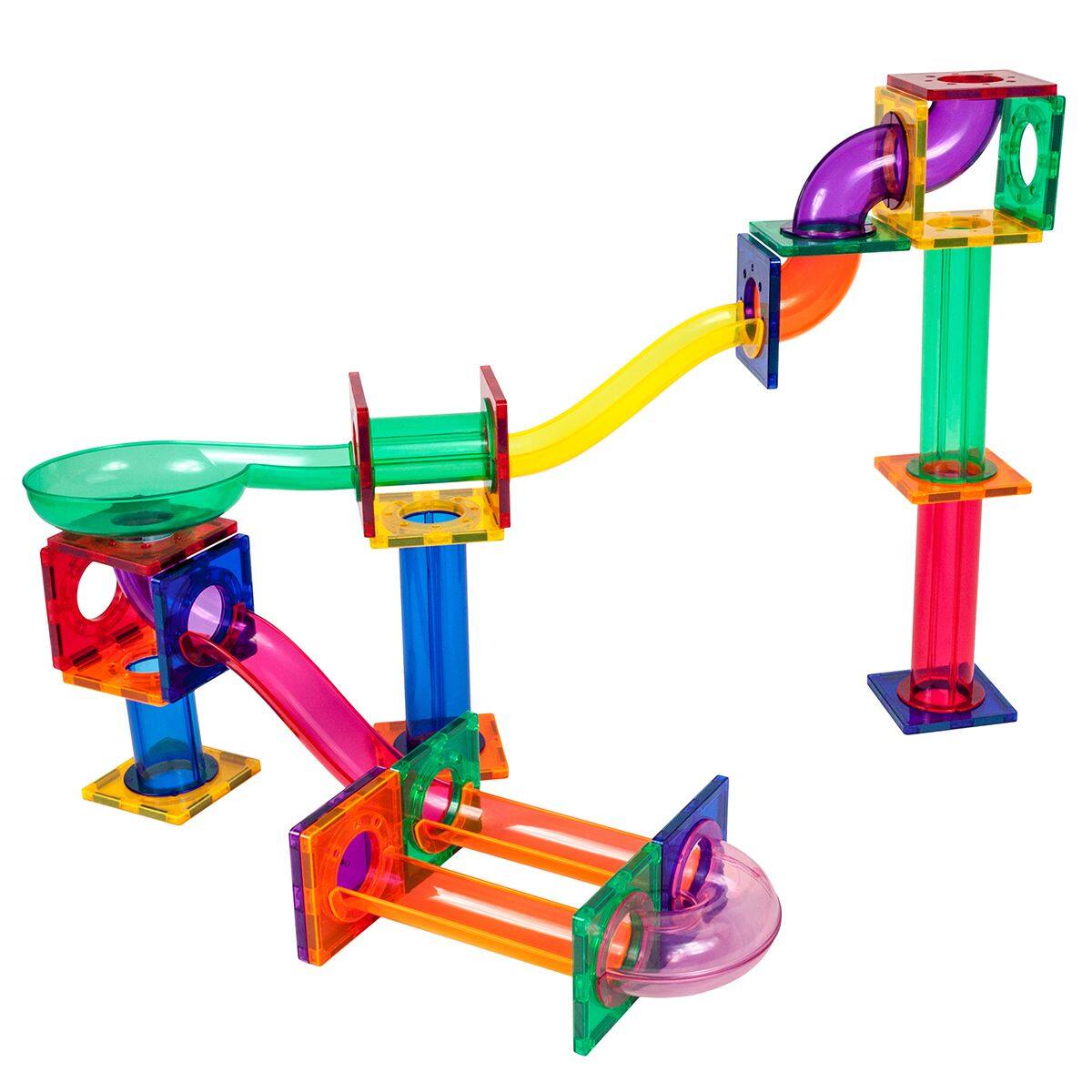 PicassoTiles - PICASSO-TILES Marble Run Magnetic Tiles for Kids, 50PCS, Magnet Tiles Race Track Building Blocks STEM Toy - Multicolor