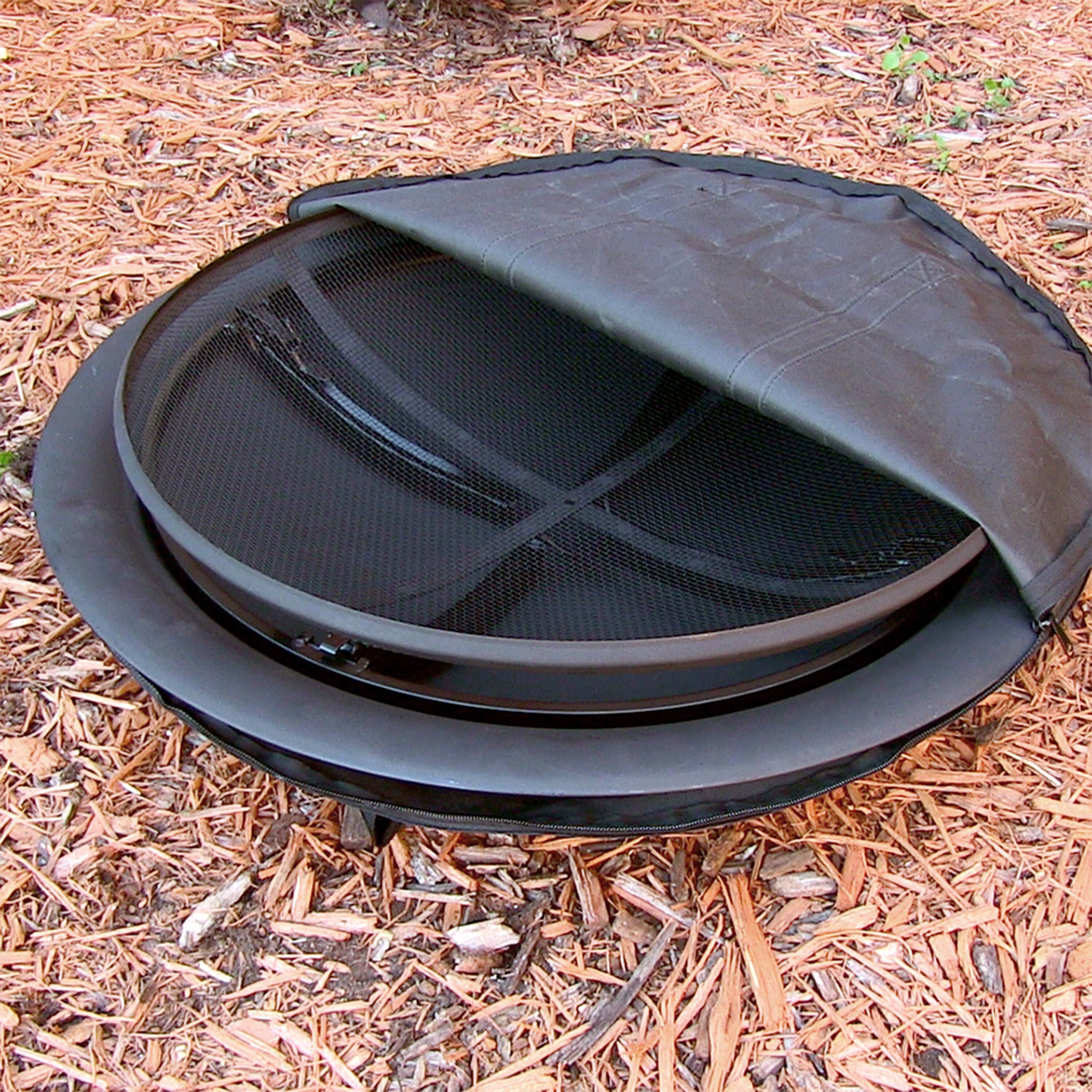 Alt View 5. Sunnydaze - 29 in Steel Fire Pit Bowl with Folding Stand, Case, and Screen - Black.