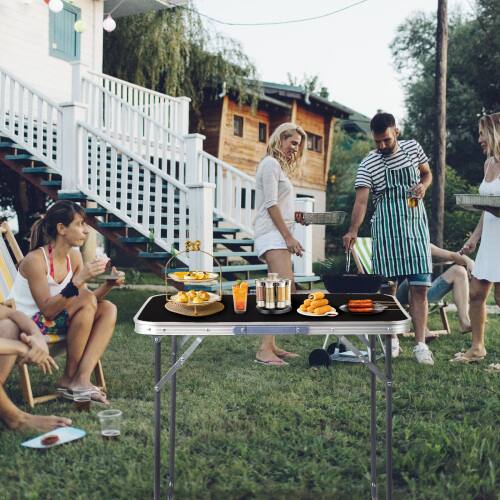 Alt View 7. Winado - 2.3FT Portable Folding Camping Table Aluminum with Carrying Handle Lightweight for Indoor Outdoor Party Picnic Camping - Black.