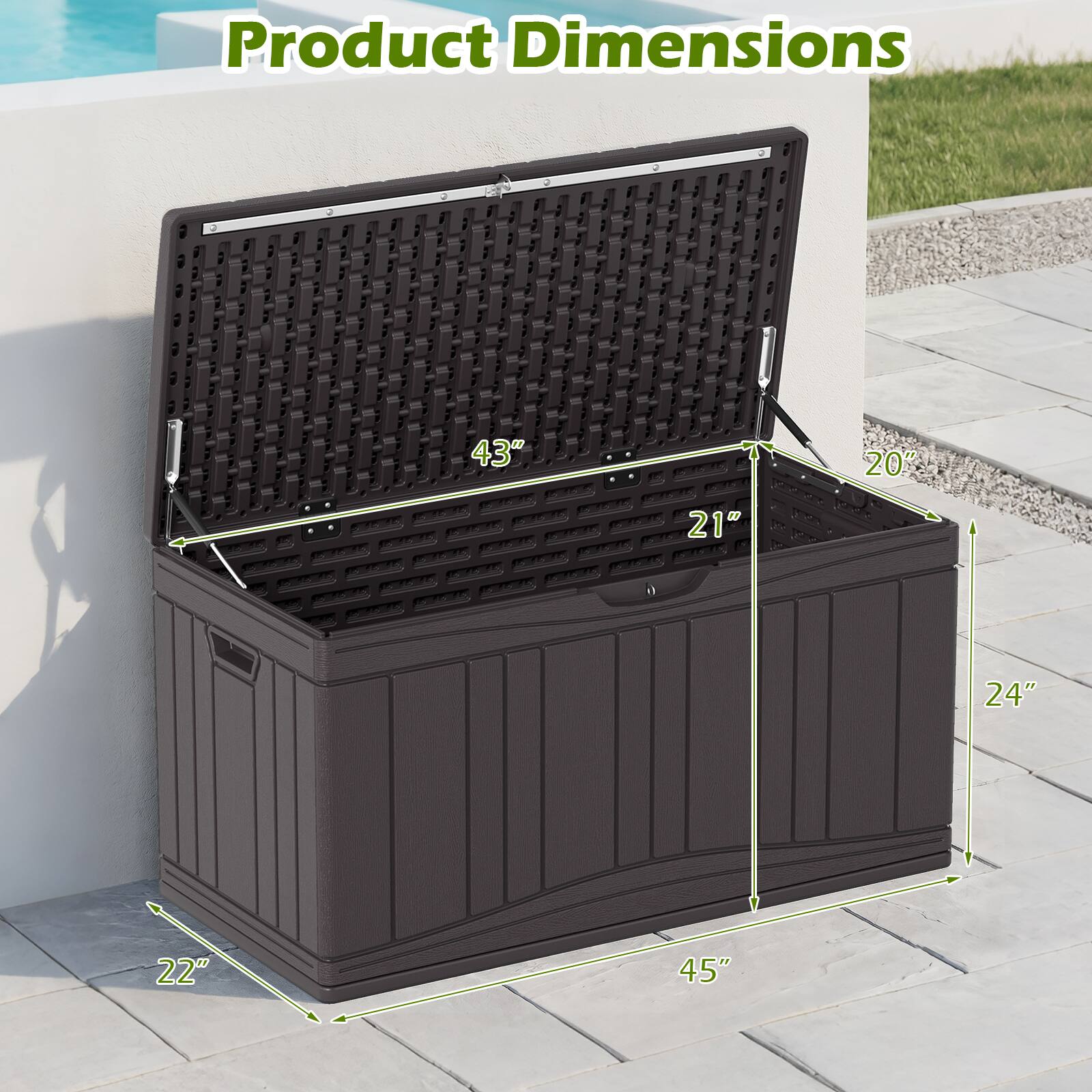 Product Dimensions: 43" x 20" x 21" x 24" x 22" x 45"