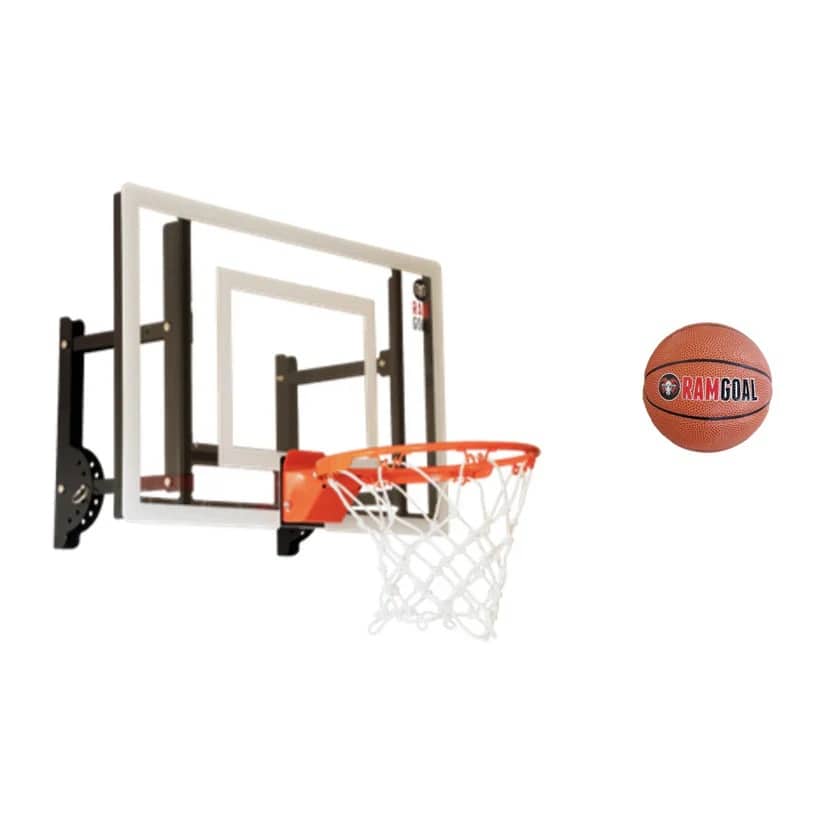 "RAMGOAL - Wall Mounted Indoor Adjustable Mini Basketball Hoop with Ball | 24"" Shatter Resistant Backboard with Breakaway Rim - Gray" price history on PriceWatchPro