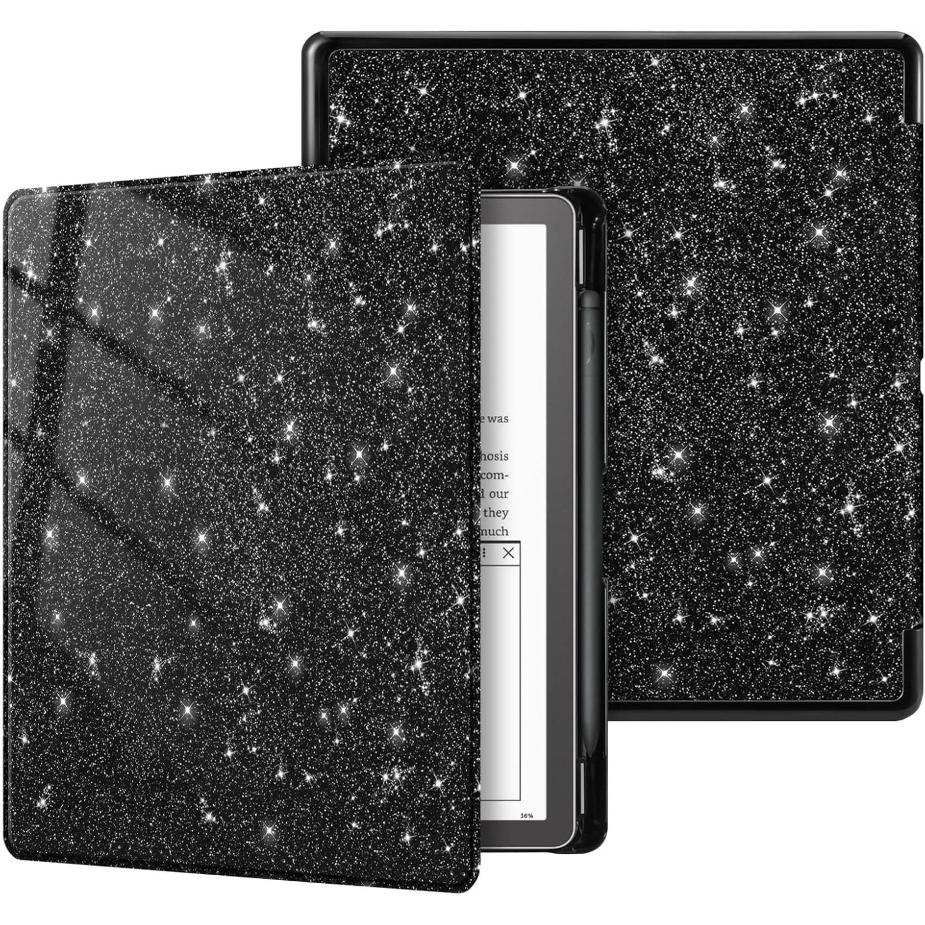 Kitcheniva - Lightweight Slim Case For Kindle Scribe 2024 And 2022 With Auto Sleep Wake Gltter Black - Glitter Black