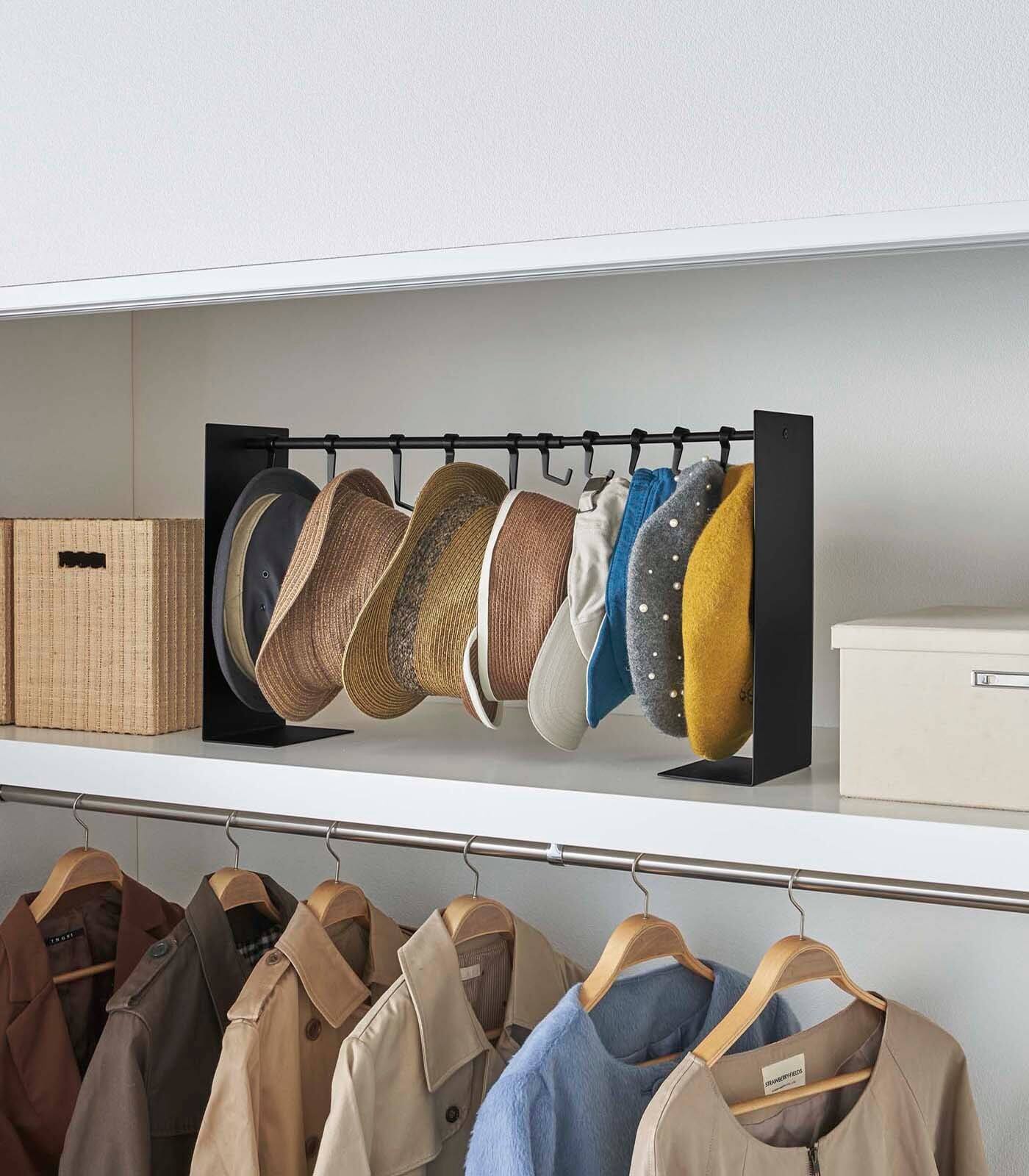 Back. Yamazaki Home - Hat Hanging Organizer - Steel - Black.