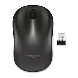 Staples TECH - Wireless Ambidextrous Optical USB Mouse, (ST62601) - Wireless - Black
