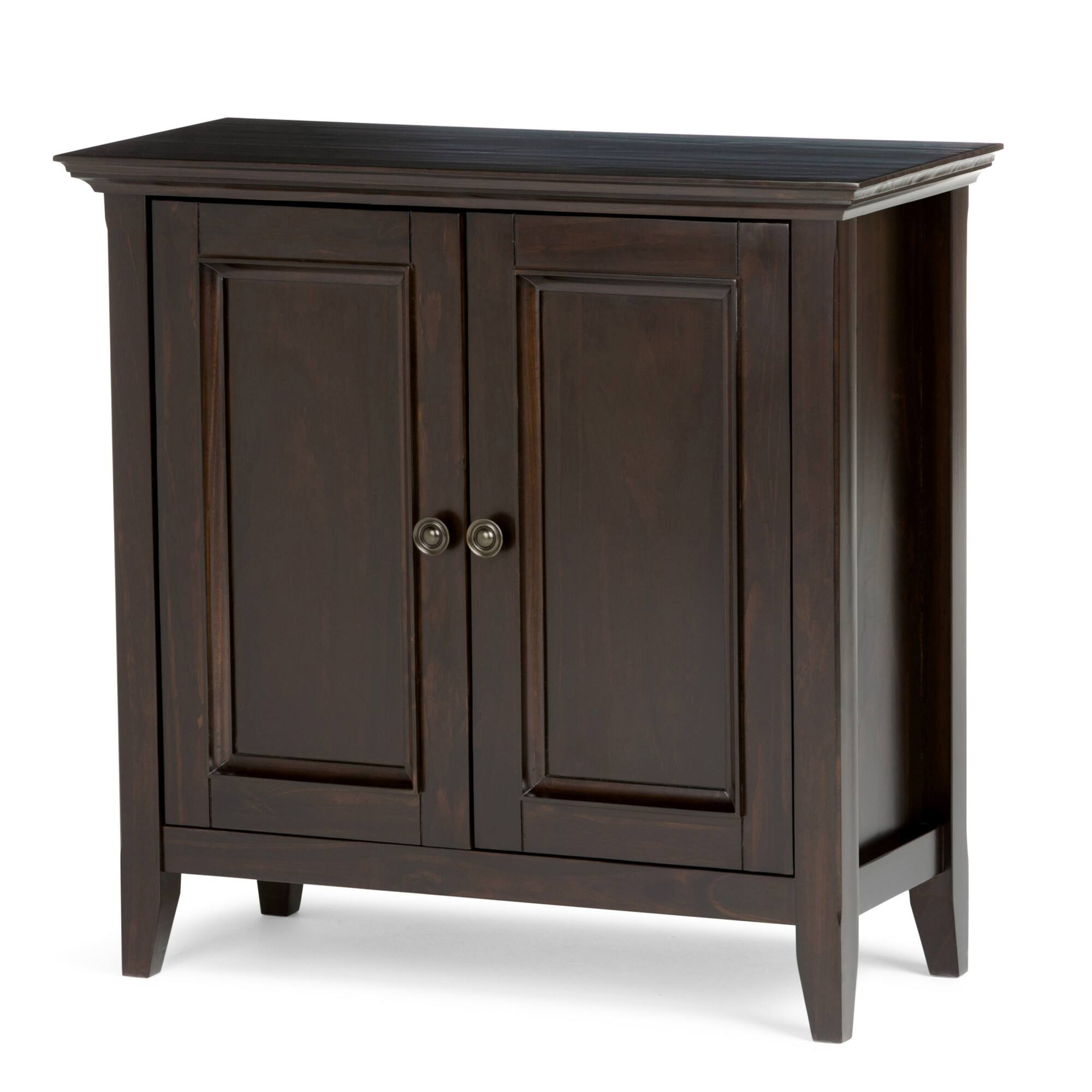 Angle. Simpli Home - Amherst Low Storage Cabinet - Hickory Brown.