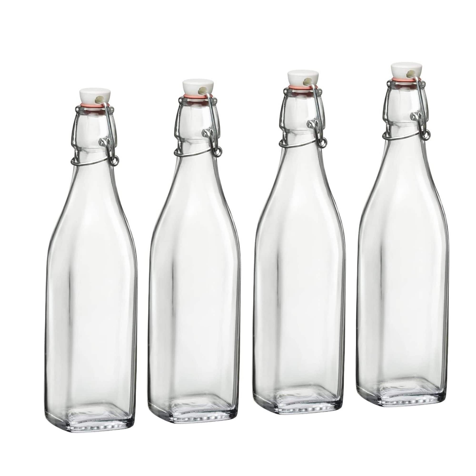 Bormioli Rocco - Swing-Top Glass Bottles, 33.75 oz, Set of 4, Airtight - Clear