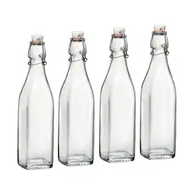 Bormioli Rocco - Swing-Top Glass Bottles, 33.75 oz, Set of 4, Airtight - Clear