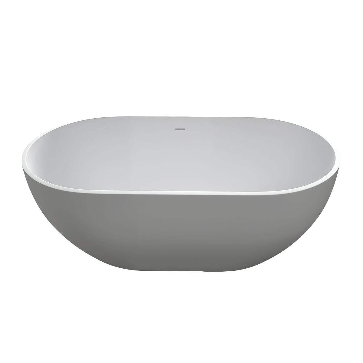 Loheer 59 Inch Solid Surface Freestanding Soaking Bathtub, Deep Soak ...