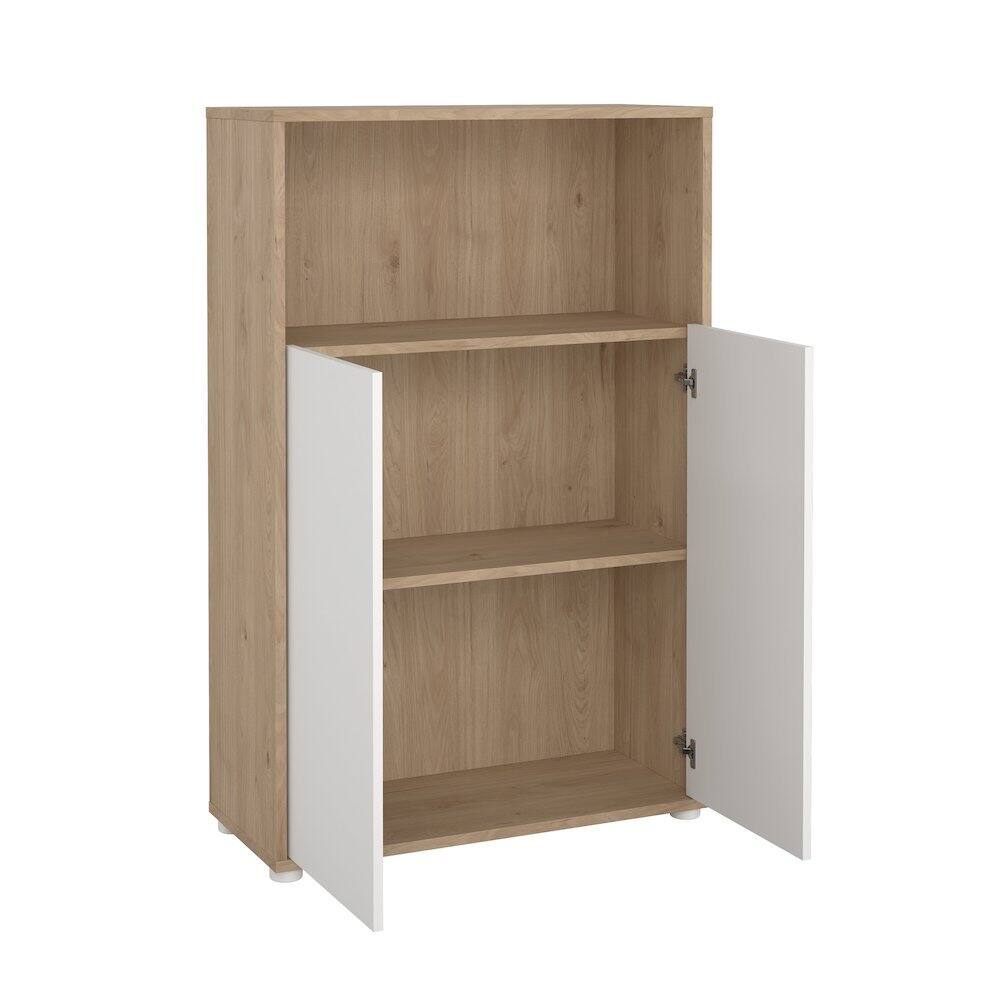 Alt View 1. FurniFact - 3-Shelf Bookcase with 2 Doors and Adjustable Storage Shelves - Brown.