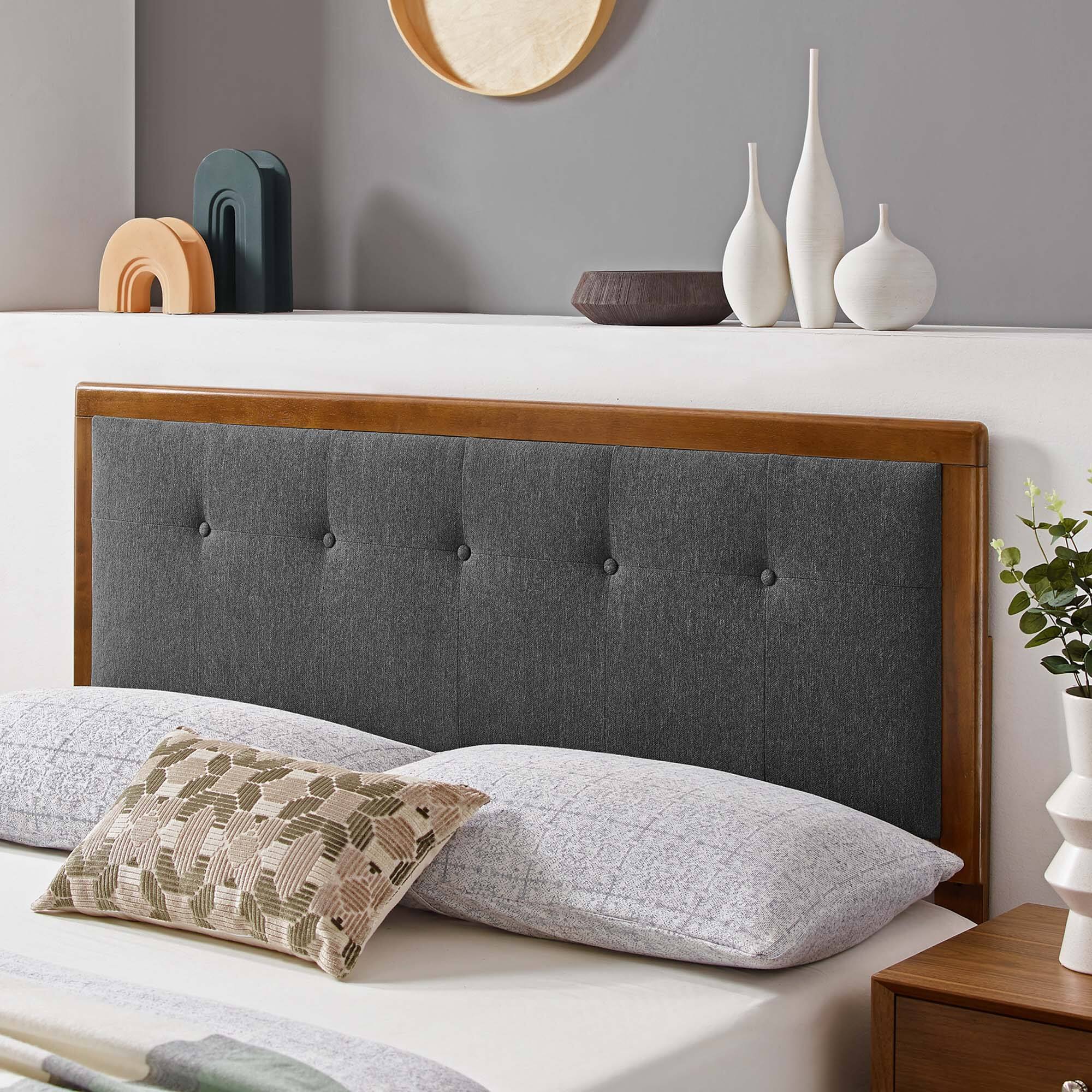 Alt View 1. Modway - Draper Tufted Fabric and Wood Full Headboard by Modway - Black.
