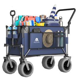 Loheer - Folding Wagon Cart with All Terrain Beach Wheels and Adjustable Push Pull Handles