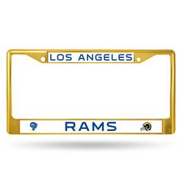 Rico Industries - Los Angeles LA Rams Gold Color Painted Chrome Metal License Plate Frame - Multi