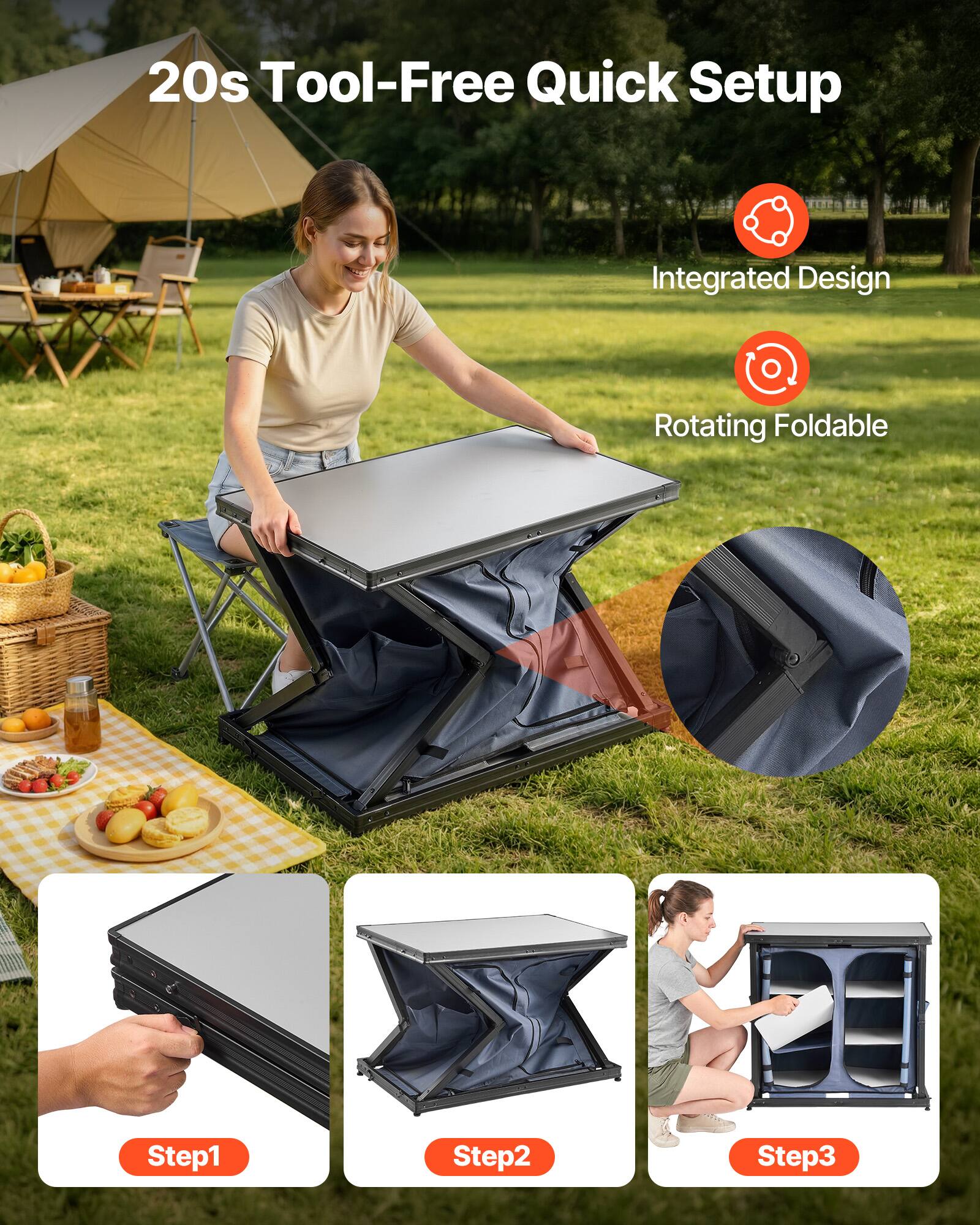 20s Tool-Free Quick Setup  
Integrated Design  
Rotating Foldable  
Step1  
Step2  
Step3