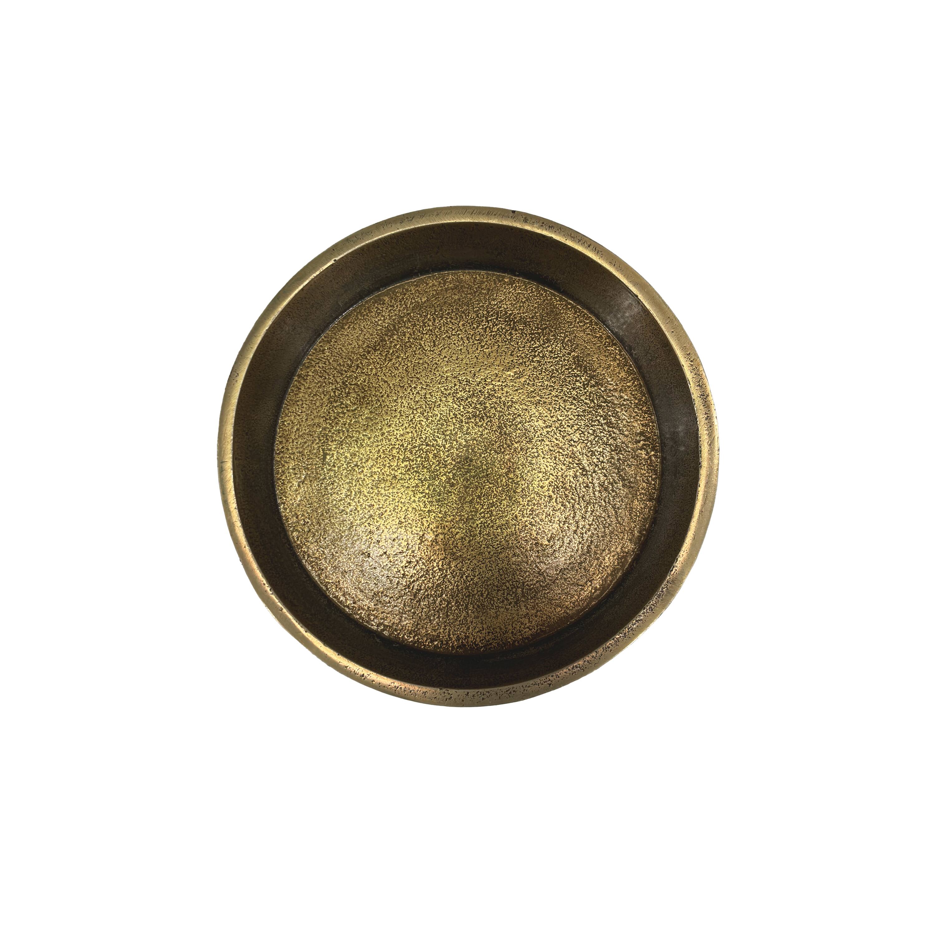 Alt View 1. Manhattan Lane - 26 Inch Side End Drink Table, Turned Pedestal Metal Base, Round Top - Brass.