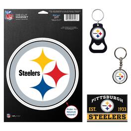 WinCraft - Pittsburgh Steelers 4-Pack Key Rings and Magnets Set - Multicolor