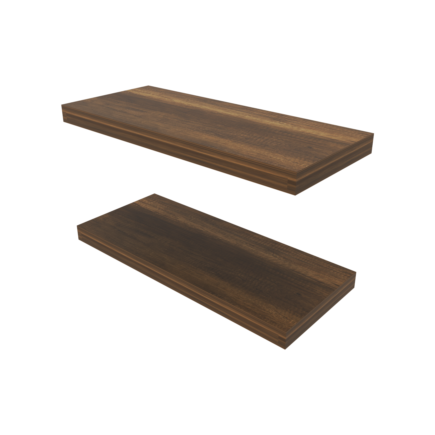 Treevol Furniture - Double Floating Shelf Dallas, Living Room, Caramel - Walnut