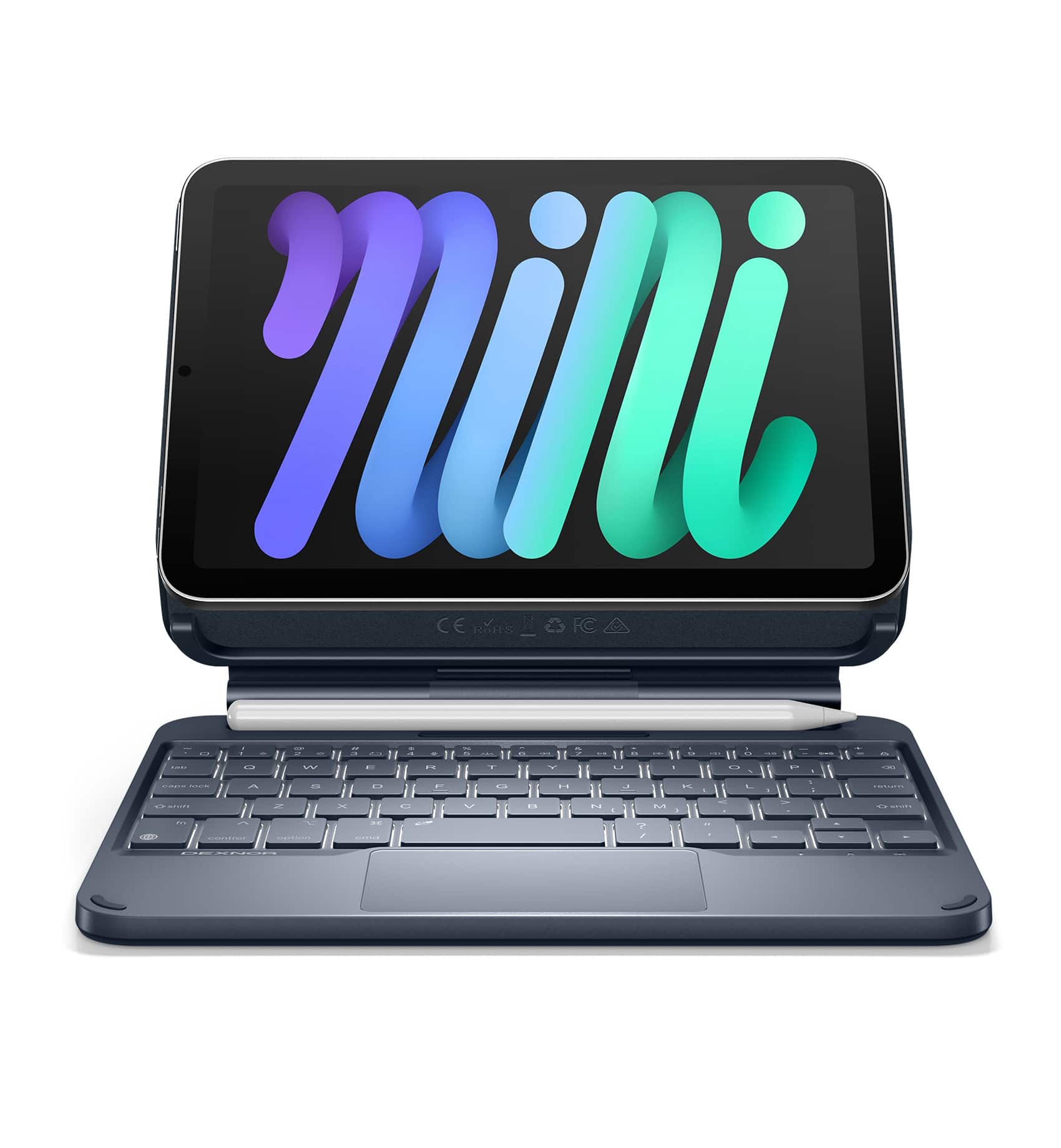 Dexnor - Keyboard&Case for iPad mini 7 (A17 Pro)/Mini 6 with Magnetic Floating Cantilever Stand, Trackpad Pencil Holder Backlit - Blue
