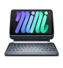 Front. Dexnor - Keyboard Case for iPad mini 7 (A17 Pro)/Mini 6 with Magnetic Floating Cantilever Stand, Trackpad Pencil Holder Backlit - Blue.
