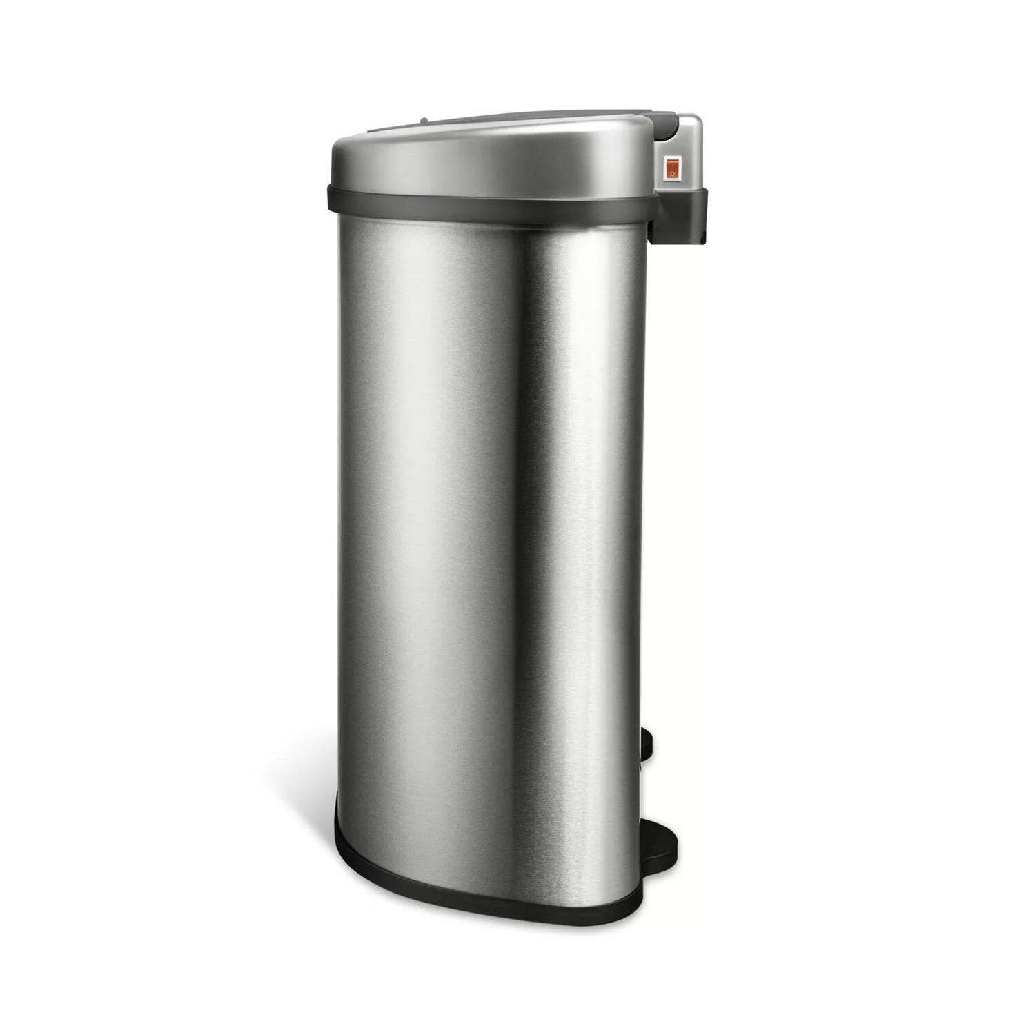 Angle. Hivvago - Dual Stainless Steel 18-Gallon Trash Can Recycle Bin with Motion Sensor Lid - Silver.