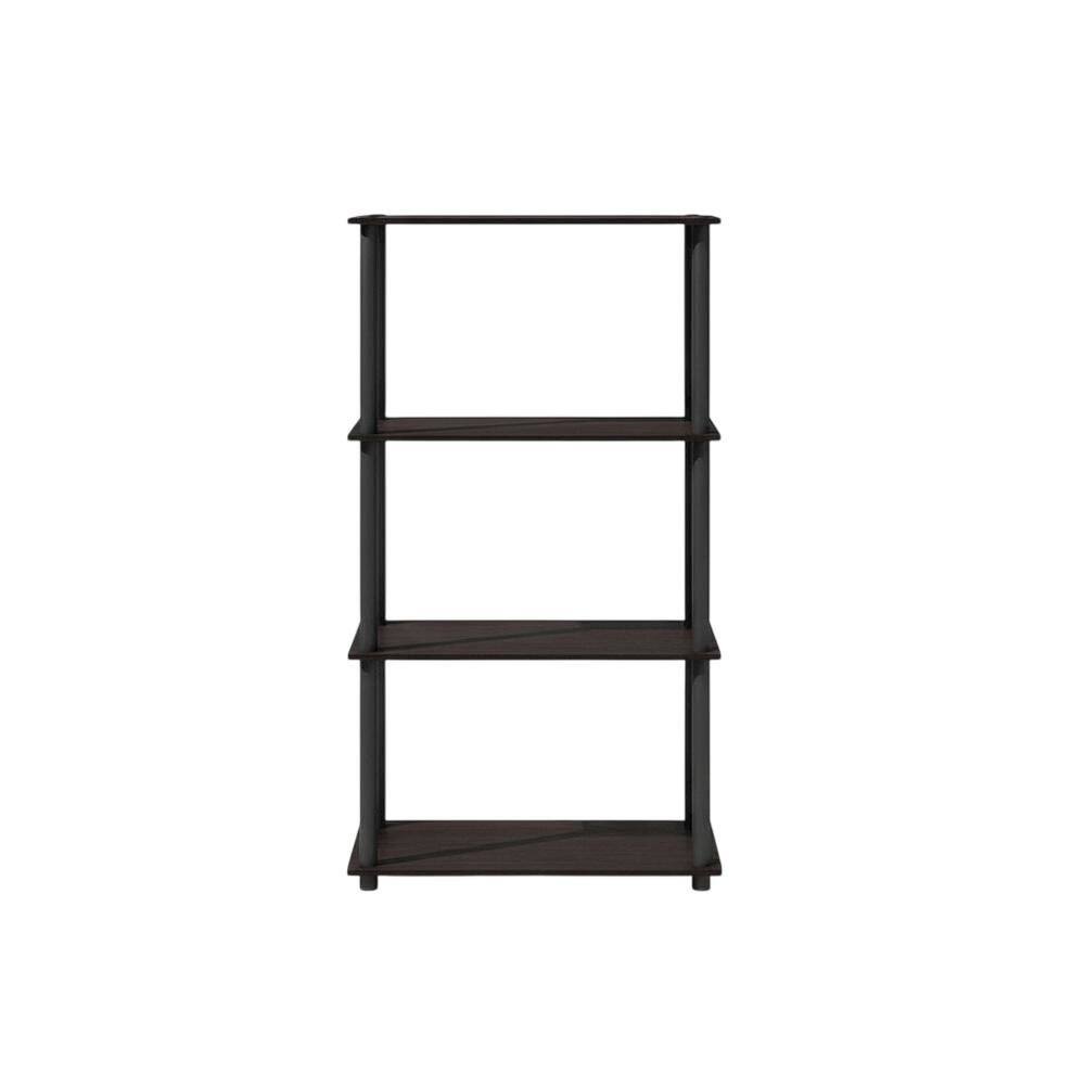 Back. FurniFact - Wooden Bookcase with Open Shelving for Spacious Storage - Dark Walnut.