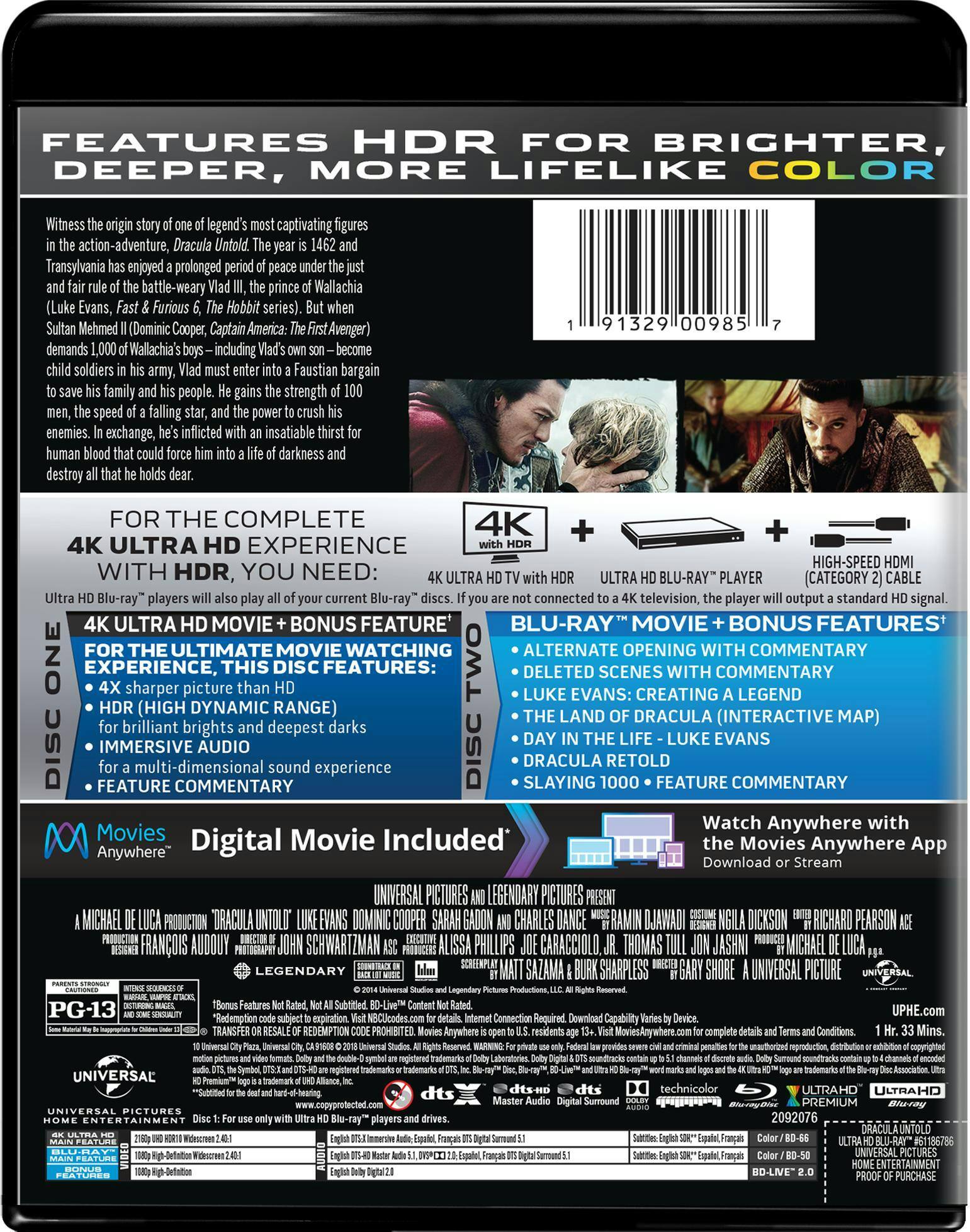 Back. Dracula Untold   - 4K Blu-Ray.