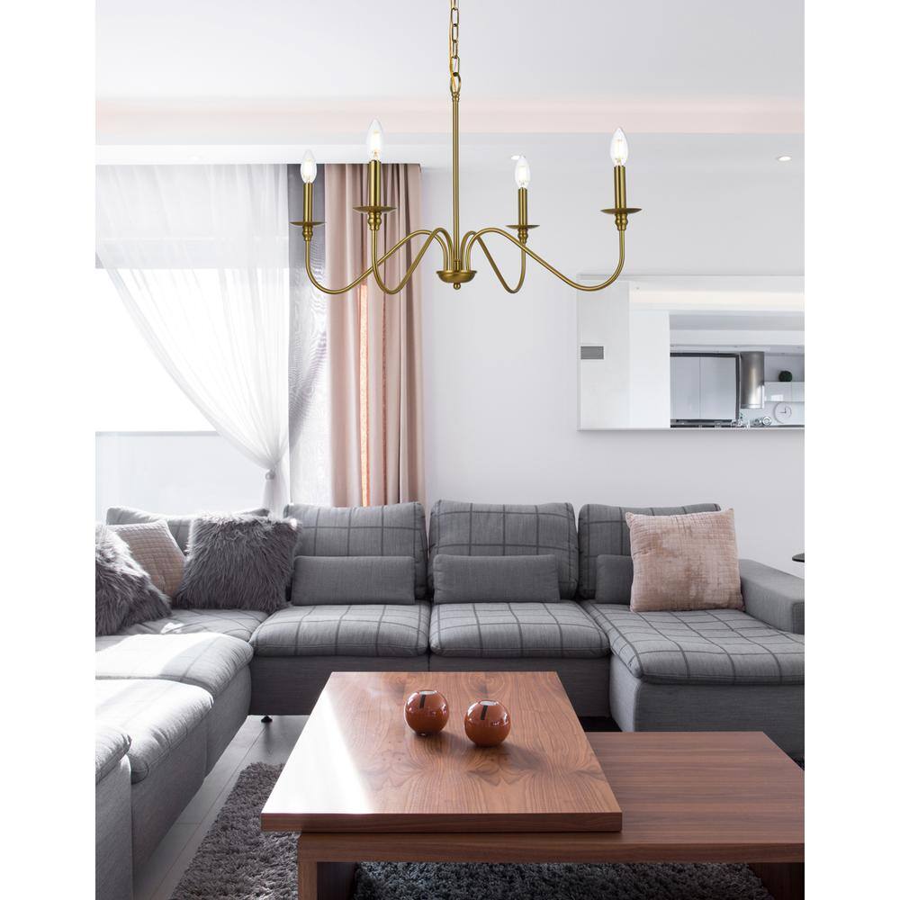 Front. Living District - Rohan 30 inch chandelier in Satin Gold - Satin Gold.