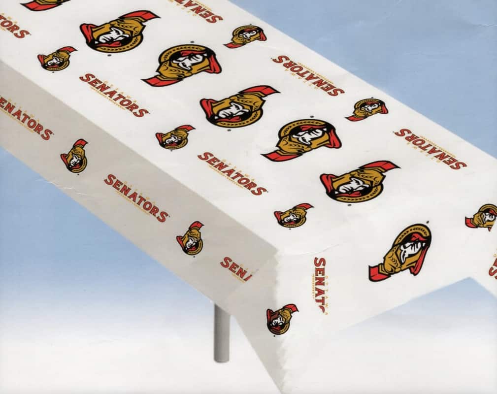 Rico Industries - Ottawa Senators NHL Plastic Vinyl Picnic Table Cover - Multi