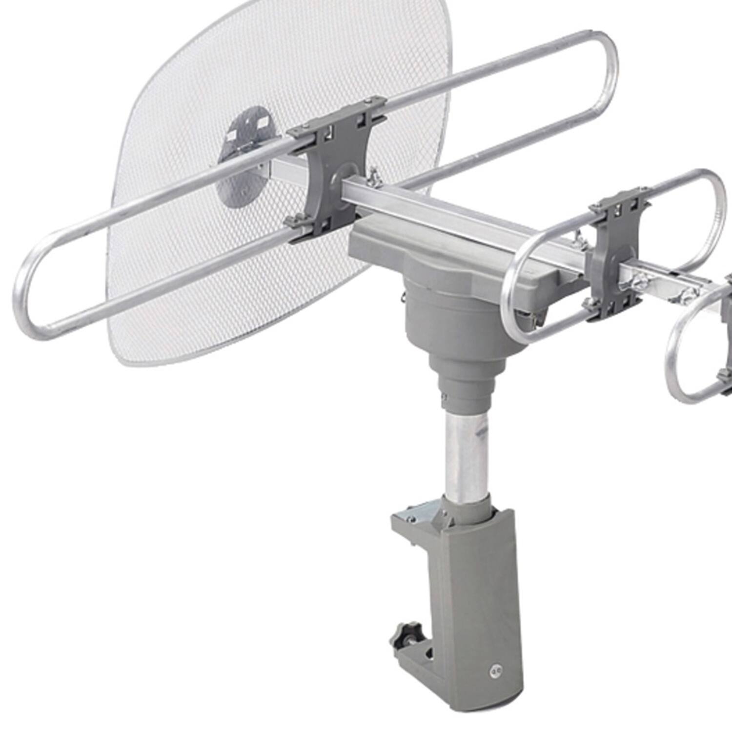 Back. Naxa - High-Powered Amplified Motorized Outdoor ATSC Digital TV Antenna with Remote - Silver.