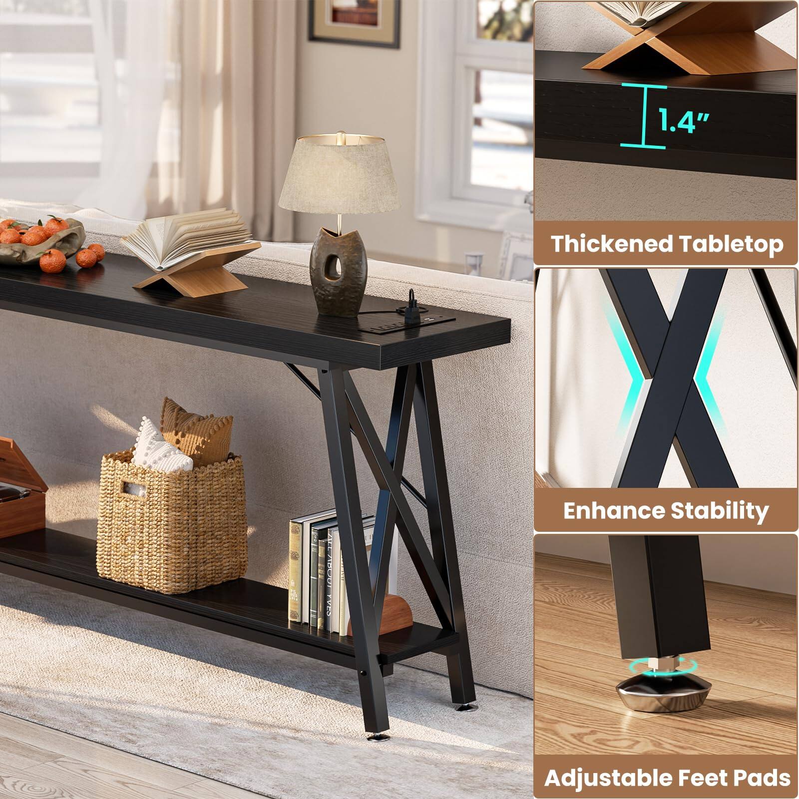 1.4" Thickened Tabletop | Enhance Stability Adjustable Feet Pads