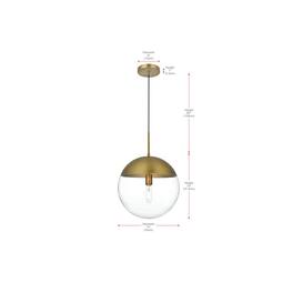Living District - Eclipse 14 Inch Pendant Clear Shade in Chrome - Satin Gold And Clear