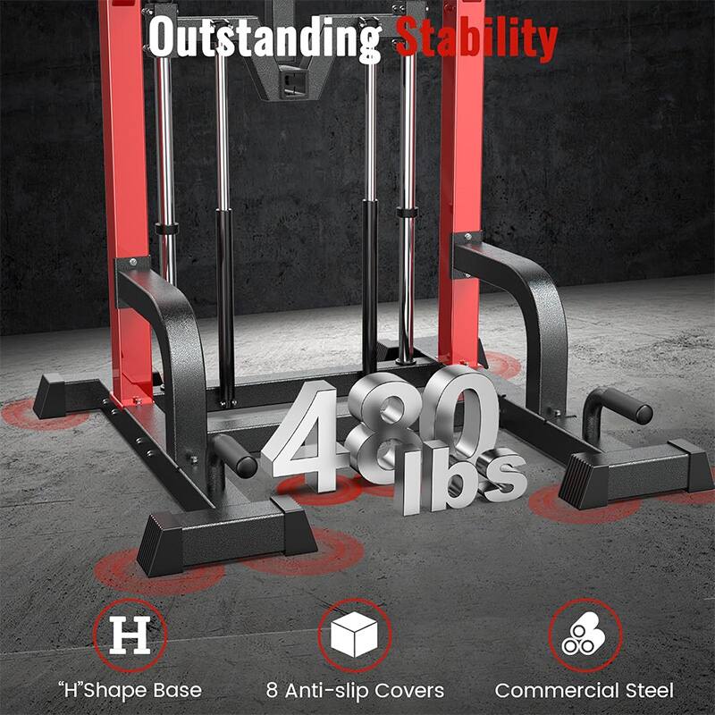 Outstanding Stability  
480 lbs  
"H" Shape Base  
8 Anti-slip Covers  
Commercial Steel
