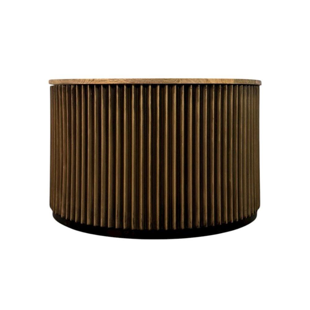 Alt View 1. Carolina Chair & Table - Harmony 30" Brass Groove Wood Top Coffee Table - Black Honed - Black.