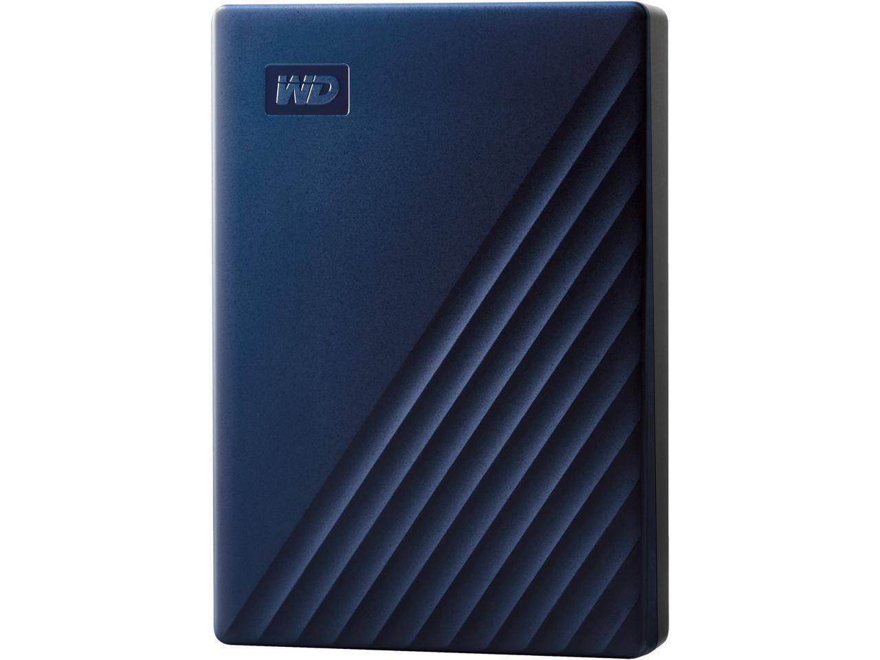 Western Digital - WD 5TB My Passport for Mac Portable External Hard Drive Storage USB-C/USB-A 3.2 - Midnight (WDBA2F0050BBL-WESN) - Blue