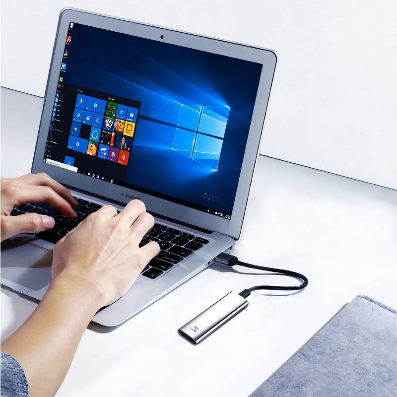 Alt View 6. Netac - Z Slim 128GB Portable SSD USB-C USB 3.1 Gen 2 – Up to 550MB/s, Ultra-Slim Metal External Solid State Drive - Silver.