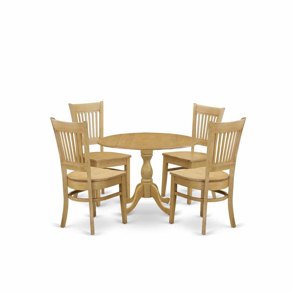 Angle. East West Furniture - East West Furniture DMVA5-OAK-W 5 Piece Dining Room Set - Oak Wood Dining Table and 4 Oak Wooden Dining Chairs for - Oak.