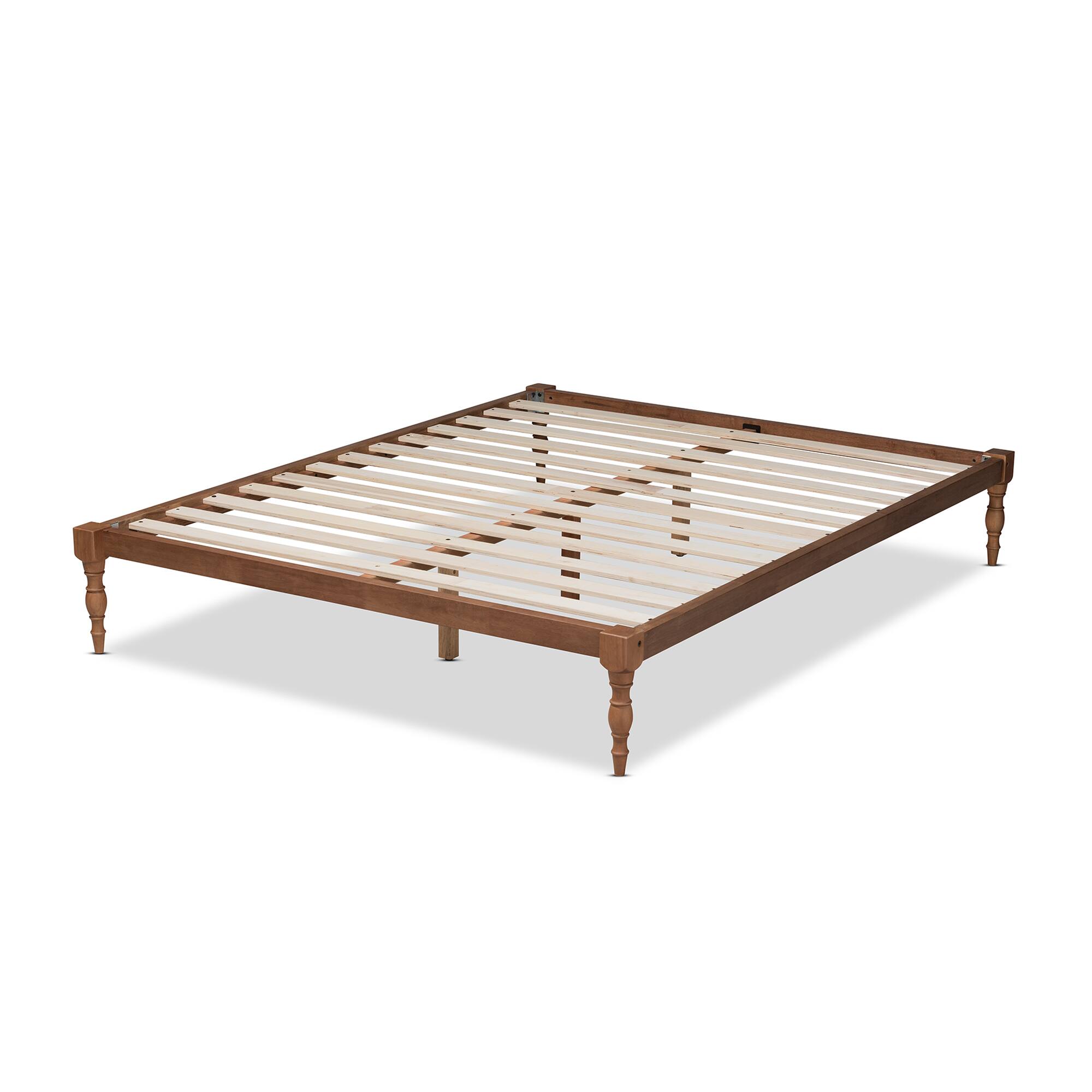 Left. Baxton Studio - Iseline Modern and Contemporary Walnut Brown Finished Wood Platform Bed Frame - Ash Walnut.