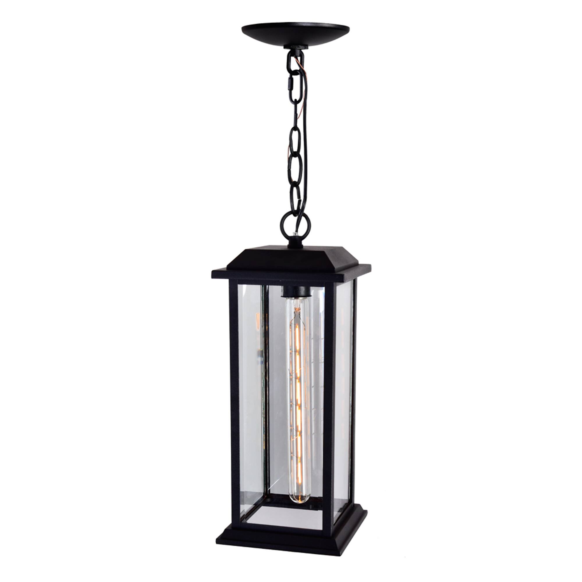 Angle. CWI Lighting - Blackbridge 1 Light Outdoor Black Pendant - Black.