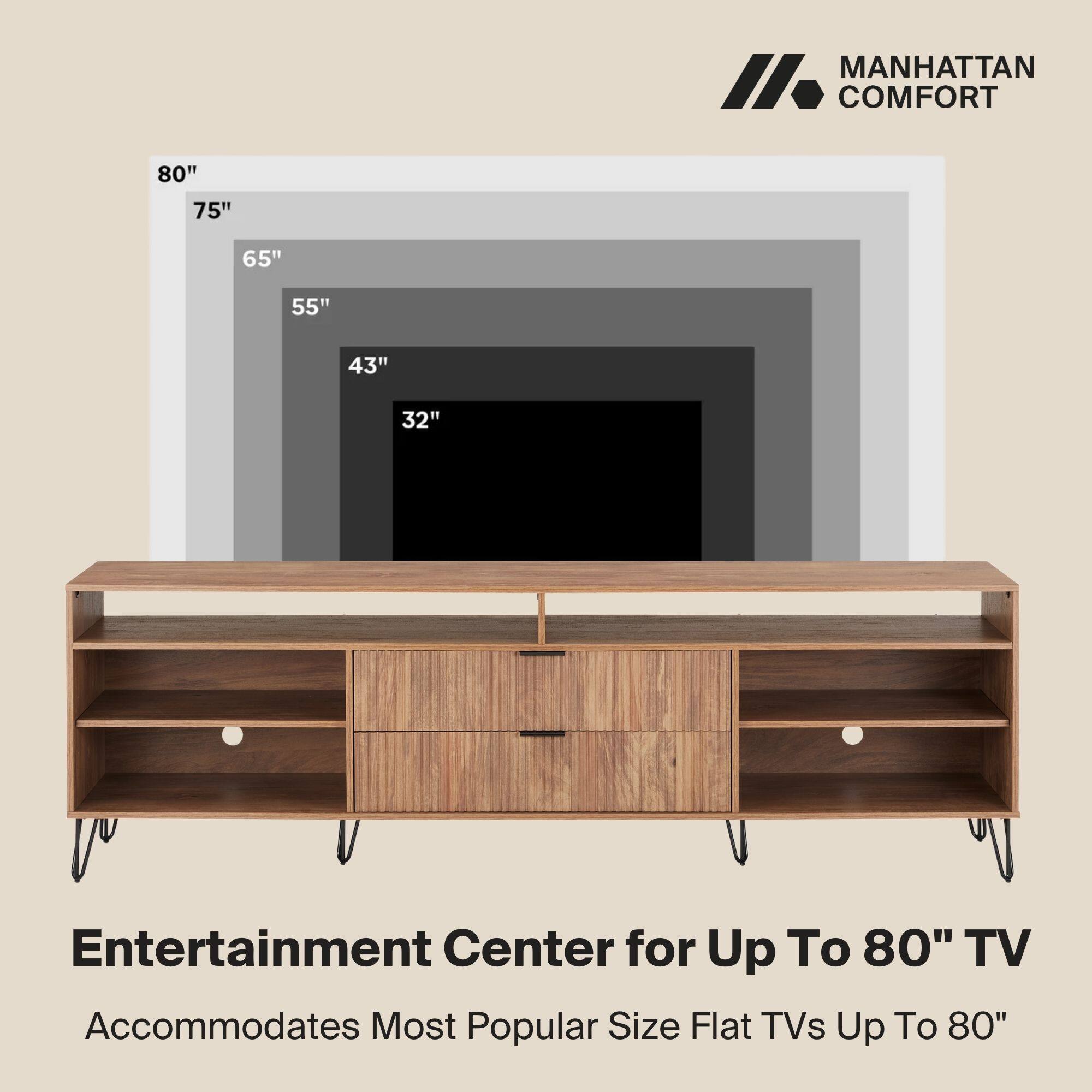 Alt View 1. TinyHomie - 85in Fluted TV Stand in Golden Brown - Brown.